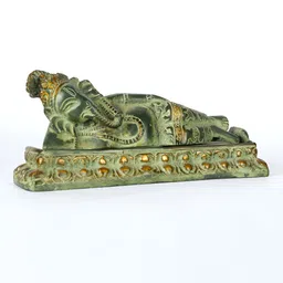 Exotic India Green Ganesha Brass Idol Showpiece-image-25