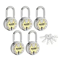 ALONE LOCKS Round 65 mm Alloy Steel ‎Antique 6 Same Keys Double Locking Padlock (Pack of 5)-image-78