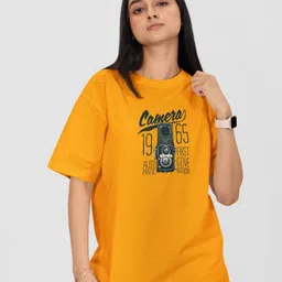 Moda Rapido Women Printed Drop-Shoulder Sleeves Pockets T-shirt-picture-0