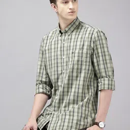 Arrow Manhattan Slim Fit Opaque Checked Pure Cotton Casual Shirt-picture-6