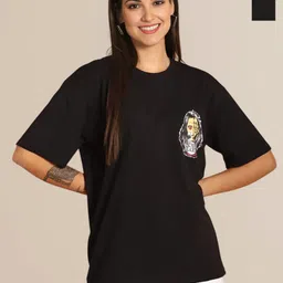 Mast & Harbour Women Pack of 2 Graphic Printed Round Neck Cotton Oversized T-shirts-picture-36