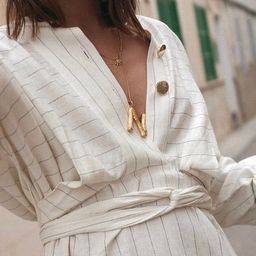 Arzonai Women Alloy Gold Plated Letter-N Pendant Necklace-picture-9
