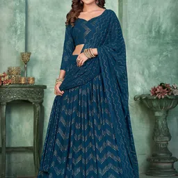 Warthy Ent Embroidered Semi-Stitched Lehenga & Unstitched Blouse With Dupatta-image-88