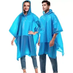 HACER EVA 55 inch Length Hooded Blue Poncho Raincoat Free Size for Unisex, MK012-02-SS-picture-19
