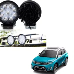 Cartronics Waterproof 9 LED Round Fog Light with Mounting Brackets for Maruti Suzuki Vitara Brezza-38