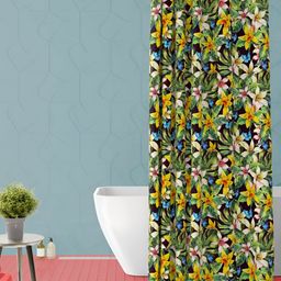 ArtzFolio Yellow & Green Floral Printed WaterproofShower Curtain-image-46