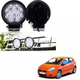 Cartronics Waterproof 9 LED Round Fog Light with Mounting Brackets for Fiat Grand Punto-37