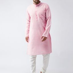 SOJANYA Men Pink Solid Straight Kurta-30