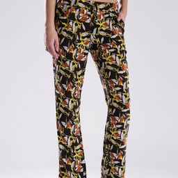 Sisley Black & Yellow Printed Casual Trousers-image-21
