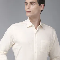 Van Heusen Pure Cotton Self Design Textured Custom Opaque Formal Shirt-image-11