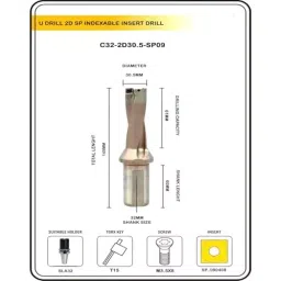 A.D INTERNATIONAL Indexable Insert U Drill Through Coolant 30.5 mm x 2D x 32 mm Weldon Shank with Free 10 Pcs Carbide Inserts, 1D-Y3Z3-QT4I image 2