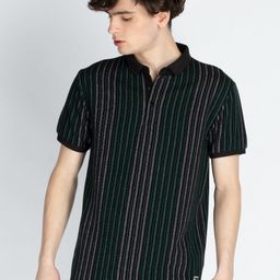 Status Quo Men Striped Polo Collar Cotton T-shirt-image-27