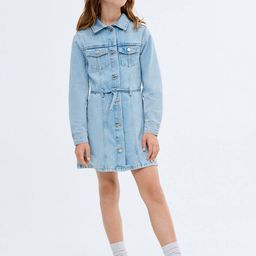 Mango Kids Girls Washed Denim Shirt Dress-picture-5
