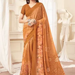 DIVASTRI Floral Poly Georgette Saree-image-89