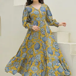 BAESD Floral Printed V-Neck Fit & Flare Maxi Dress-picture-41