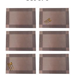 MARKET99 Brown 6 Pieces Textured Rectangle Table Placemats-15