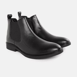 Carlton London Men Black Solid Mid-Top Chelsea Boots-image-69
