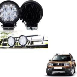 Cartronics Waterproof 9 LED Round Fog Light with Mounting Brackets for Renault Duster-50