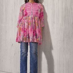Anouk Women Floral Printed Thread Work Kurta-20