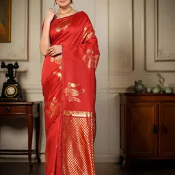 House of Pataudi Woven Design Saree With Blouse Piece-43