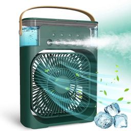 Drumstone [𝟏𝟓 𝐘𝐄𝐀𝐑𝐒 𝐖𝐀𝐑𝐑𝐀𝐍𝐓𝐘] Portable Air Cooler: Mini Evaporative Fan with 7-Color LED Light, 1/2/3 Hour Timer, 3 Wind Speeds & 3 Spray Modes for Desk & Personal Cooling._Multicolor image 1