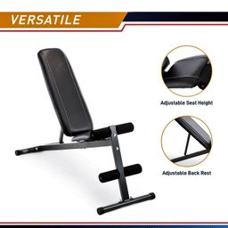 IBS Adjustable Exercise Utility Bench for Upright, Incline, Decline, and Flat Exercise for Strength Training Black image 4
