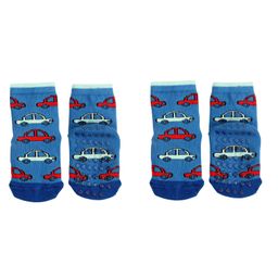 NOFALL Pack Of 2 Cars Design Antiskid Ankle Length Socks - Dark Blue-image-11