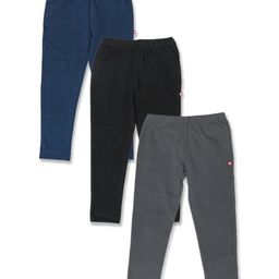 Nino Bambino Organic Cotton Pack Of 3 Solid Leggings - Blue Grey & Black-image-90