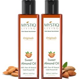 Mystiq Living Sweet Almond Oil Combo Massage Oil Pure Cold Pressed Face & Hair Oil - 100 ml Pack Of 2 - 200 ml Each-10