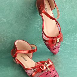 Pine Kids Buckled Bellies with Bow & Sequine Detailing - Red-picture-10