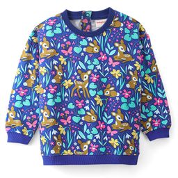 Babyhug 100% Cotton Knit Full Sleeves Sweatshirt With Floral & Deer Print - Navy Blue-image-58