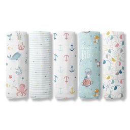 haus & kinder Nautical Collection 100% Cotton Muslin Swaddle Pack Of  5 - Multicolor-image-94
