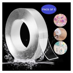 Luvlittle  Double Sided Traceless Washable Adhesive Transparent Tape - White ( Pack Of 2 )-11