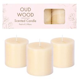 Parkash Candles Set of 3 Scented Pillar Candles - Oud Wood-10