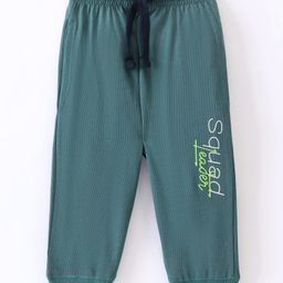 Doreme Single Jersey Knitted Full Length Lounge Pant With Text Print - Green-image-23
