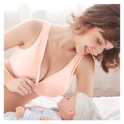 Bembika Wirefree Cotton Front Button Closure Maternity Nursing Bra - Pink-image-97