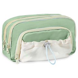 Bunie Multiple Compartment Stationery Pouch with Drawstring Pocket Sea Green-20