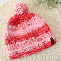 Woonie Hand Knitted Pom Pom Detailed Cap - Red-picture-40