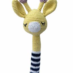 CLAPJOY Baby Giraffe Long Rattle Handmade Crochet Baby Ring Rattle Toy | Teething Toy-14