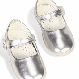 Lil Lollipop Metallic & Floral Applique Detailed With Velcro Closure Mary Jane Ballerinas - Silver-image-94