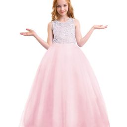 Tilism Net Sleeveless Floral Mesh Detailed Maxi Gown - Baby Pink-image-32