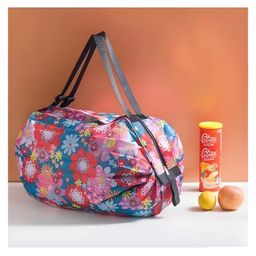 COZY VIBES Reusable Shopping Storage Bag with Canvas Handle, Foldable Storage Bag for Home Outdoor Hiking Shopping- PACK OF 1- COLOR MAY VARY-picture-22