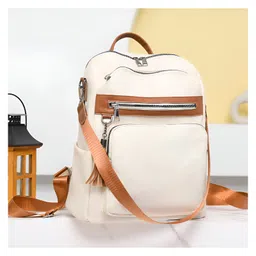 SYGA Women Soft Backpack Breathable Daily Bag with Neat Stitching & Interior Pockets(White)-picture-49