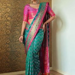 Mitera Ethnic Motifs Zari Silk Blend Designer Patola Saree-picture-33
