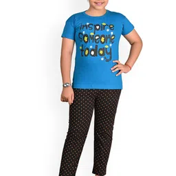 BAESD Girls Cotton Printed Nightsuit Half Sleeve Tshirts and Pyjamas Set-picture-28