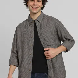 AMERICAN EAGLE OUTFITTERS Men Button-Down Collar Textured Cotton Casual Shirt-image-13