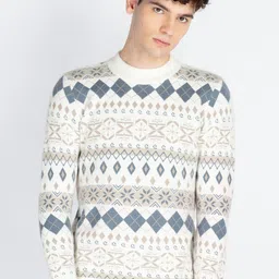 Status Quo Men Geometric Self Design Pullover Sweaters-image-23