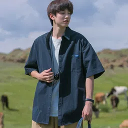 StyleCast Men Standard Oversized Fit Spread Collar Solid Casual Shirt-image-41