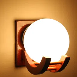 KINIS Brown & White Quirky Spherical Shaped Wooden Wall Lamp-22