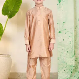 Pehanaava Boys Mandarin Collar Kurta with Pyjamas-image-46